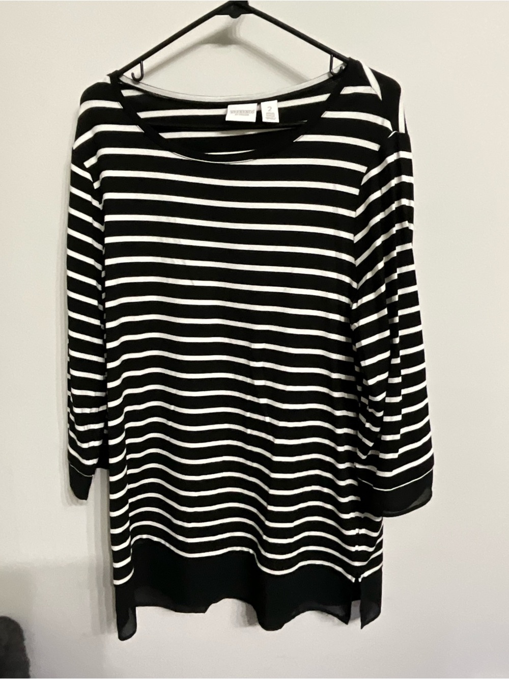 Chico's Black & White Striped Long-Sleeve Tunic